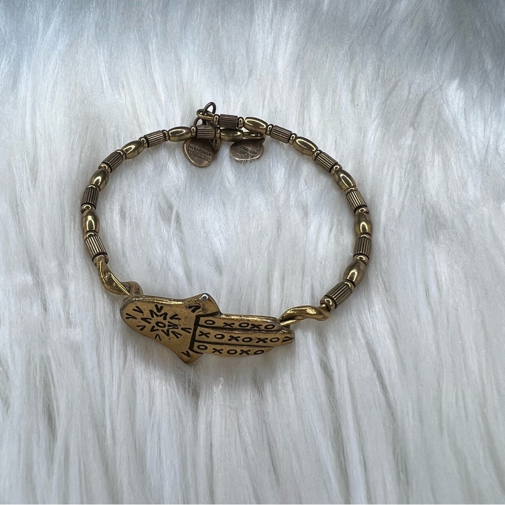 Alex and Ani Rafaelian Gold Hamsa Horizontal Charm Wrap Bangle Bracelet